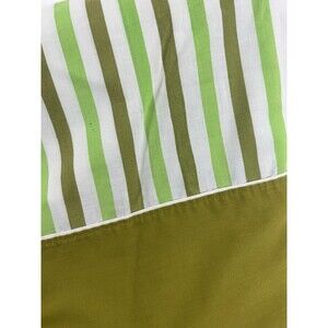 Vintage Fashion Manor Percale MCM Green Mod Full Striped Flat Sheet 82x94